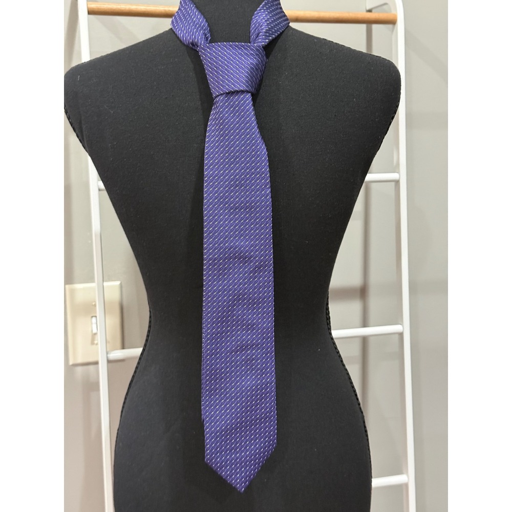 Hugo Boss Mens Purple Silk Diagonal Stripe Necktie Made in‎ Italy Business Tie